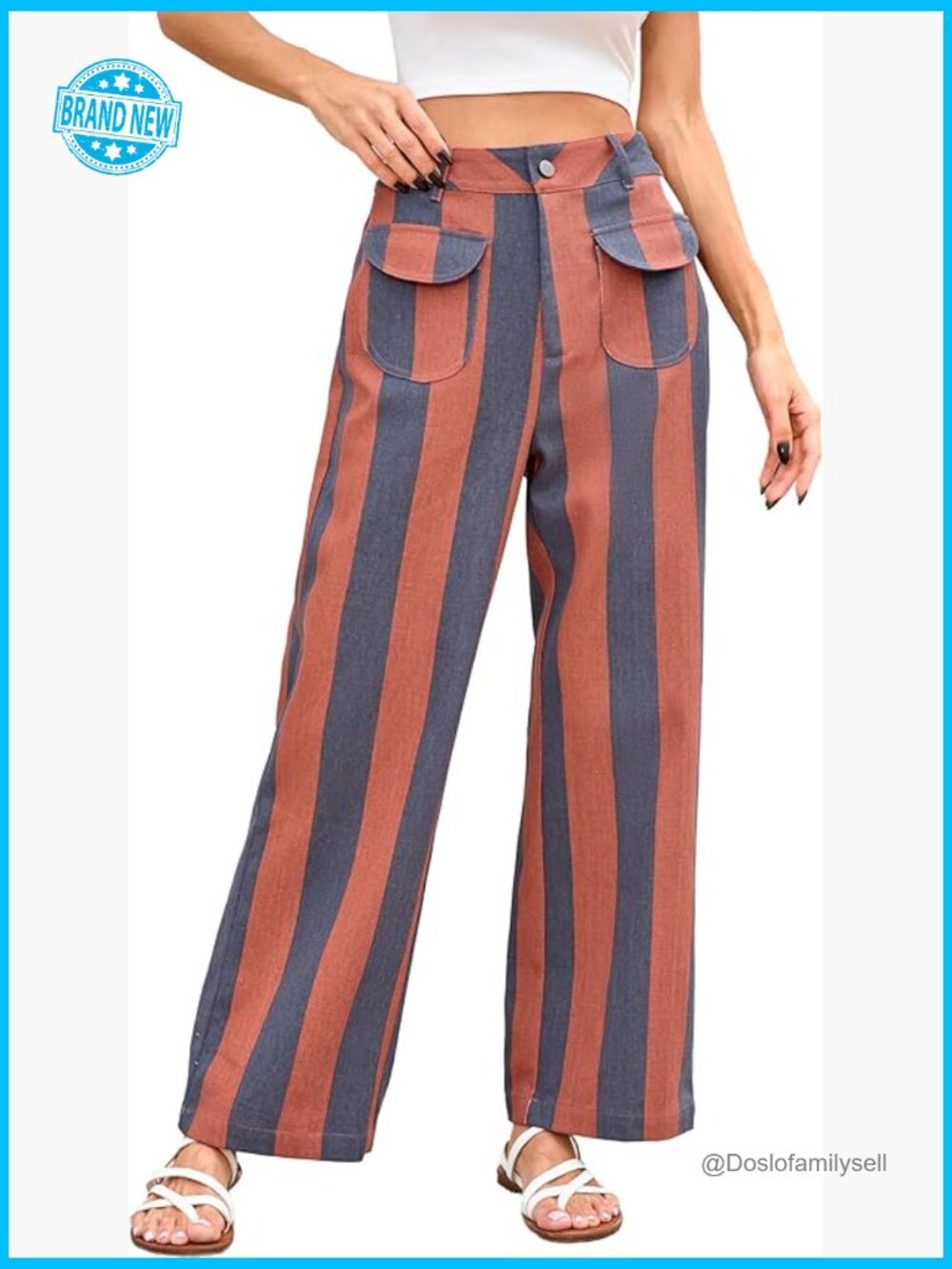 Striped Color Block High Waisted Straight Leg Baggy Denim Jeans Y2K Casual